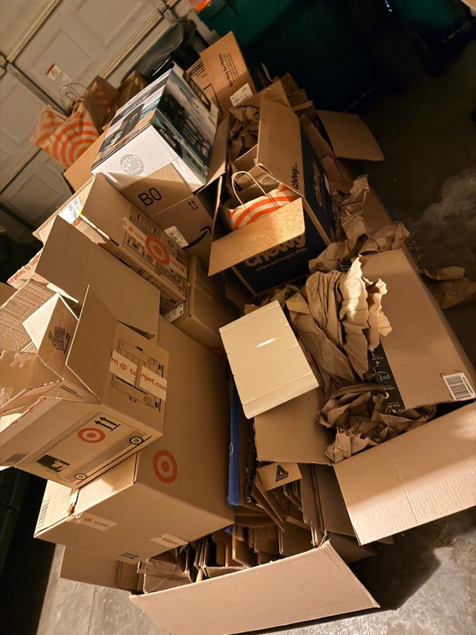 Garage junk removal in Minneapolis — before clearing boxes and old items